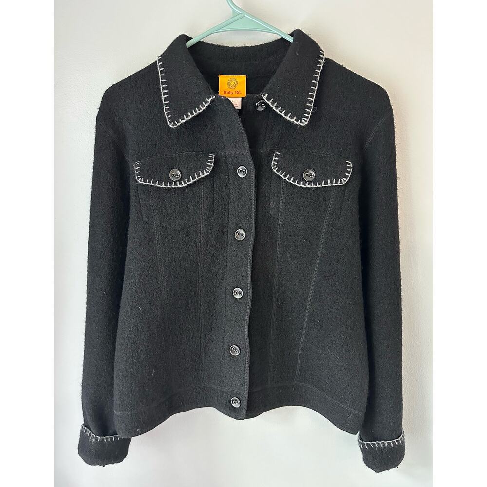 Black Ruby Rd Jacket Wool With Buttons Women's Sm… - image 1